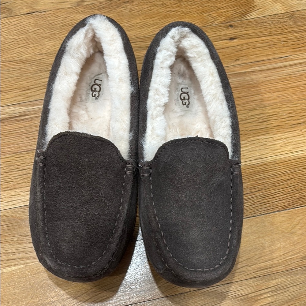 UGG Brown Suede Slippers with Cream Lining